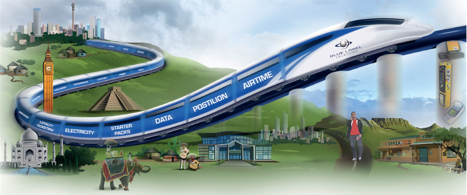 Blue Label is a virtual railroad delivering prepaid goods and services
